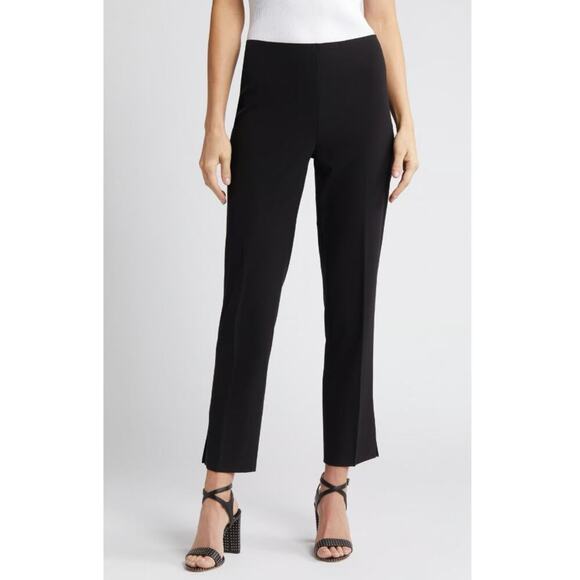 Halogen Women's Rich Black High Waist Side Slit Straight Leg Pants Size 8 - Picture 1 of 7
